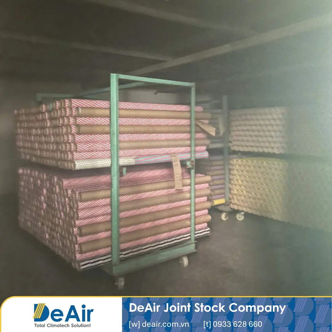 Paper rolls placed in drying room