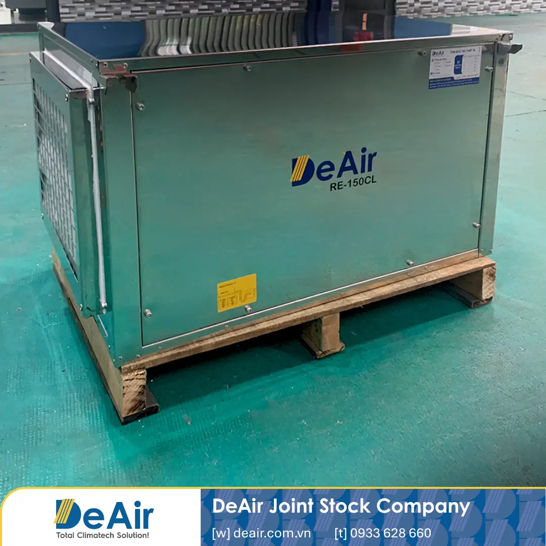 DeAir.RE-150CL stainless steel ceiling-mounted dehumidifier before shipment