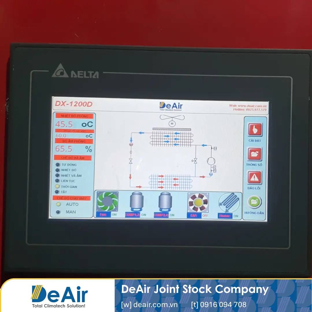 Smart HMI touchscreen display on the Daxwell dryer
