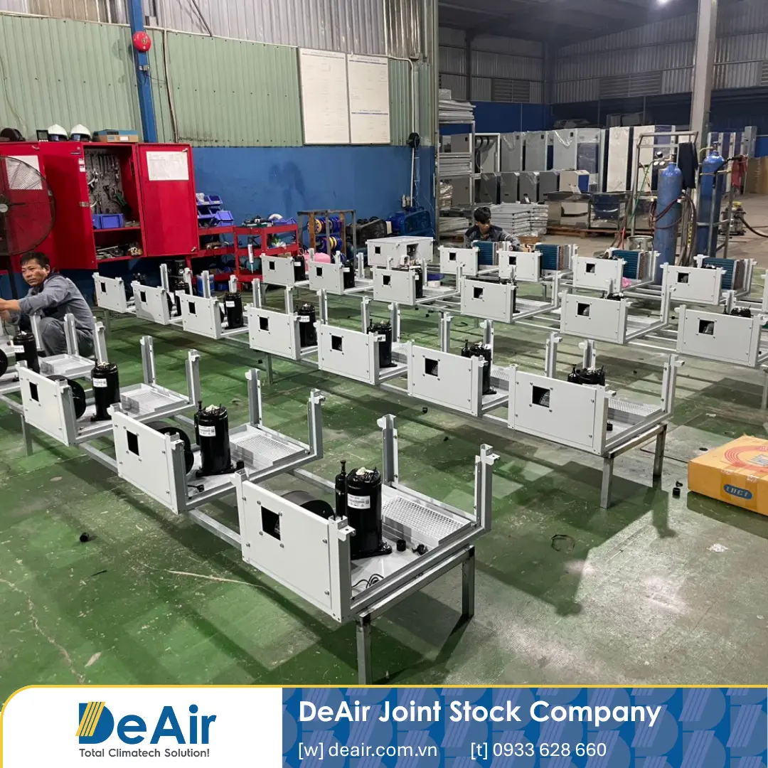 DeAir technicians manufacturing DeAir.RE-60CL ceiling-mounted dehumidifiers