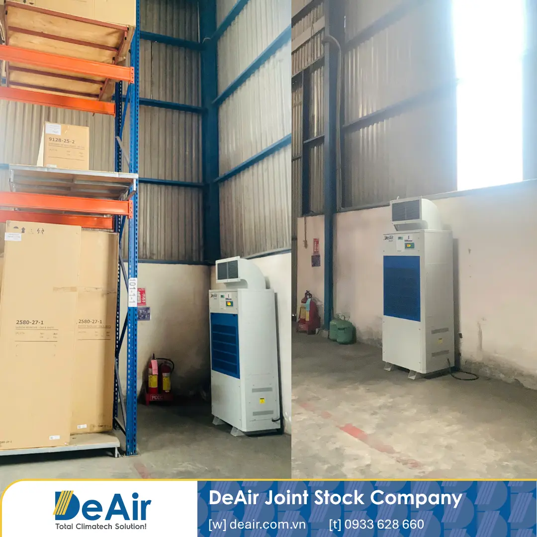 Máy hút ẩm công nghiệp DeAir.RE-300 được đặt trong kho - hình 2