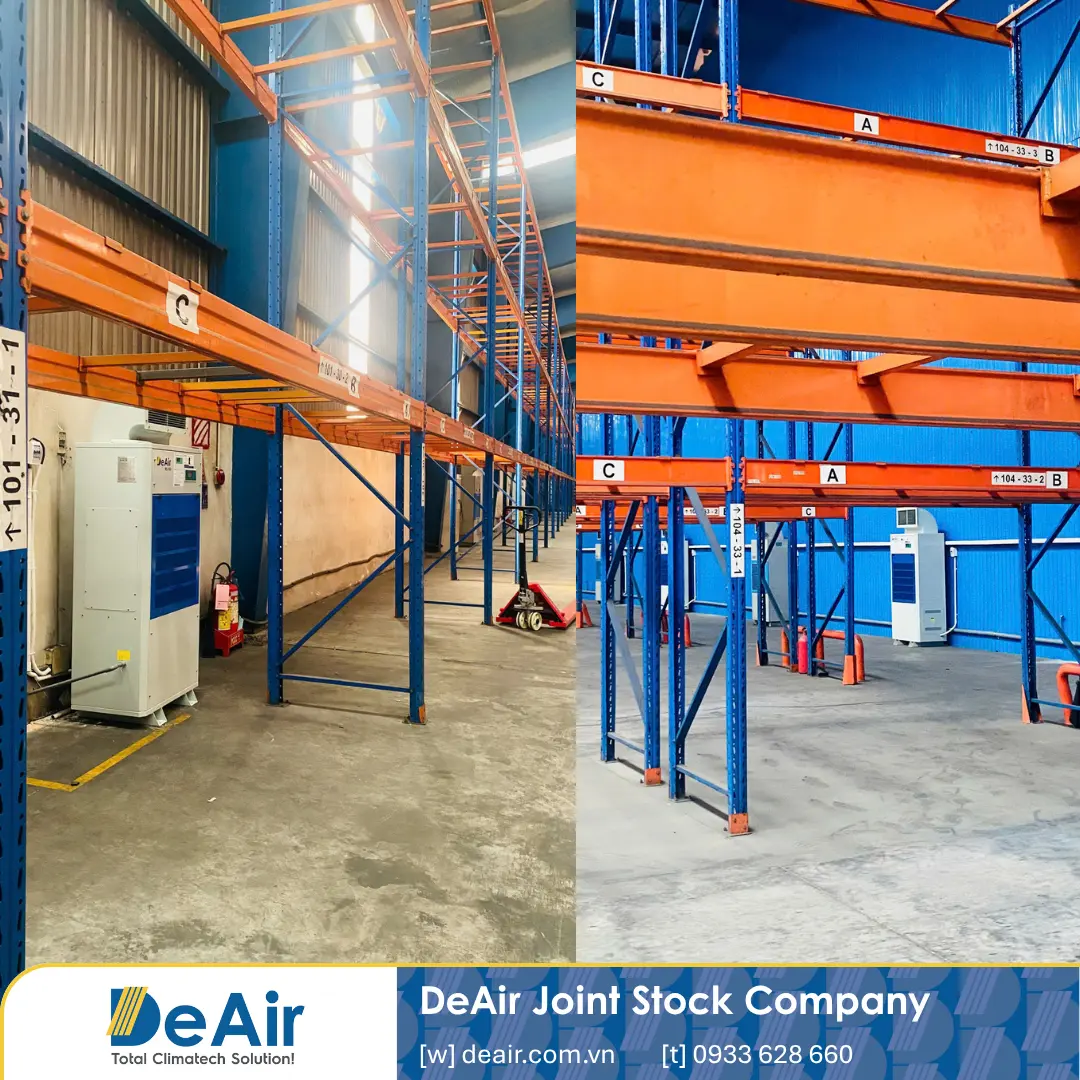 Máy hút ẩm công nghiệp DeAir.RE-300 được đặt trong kho