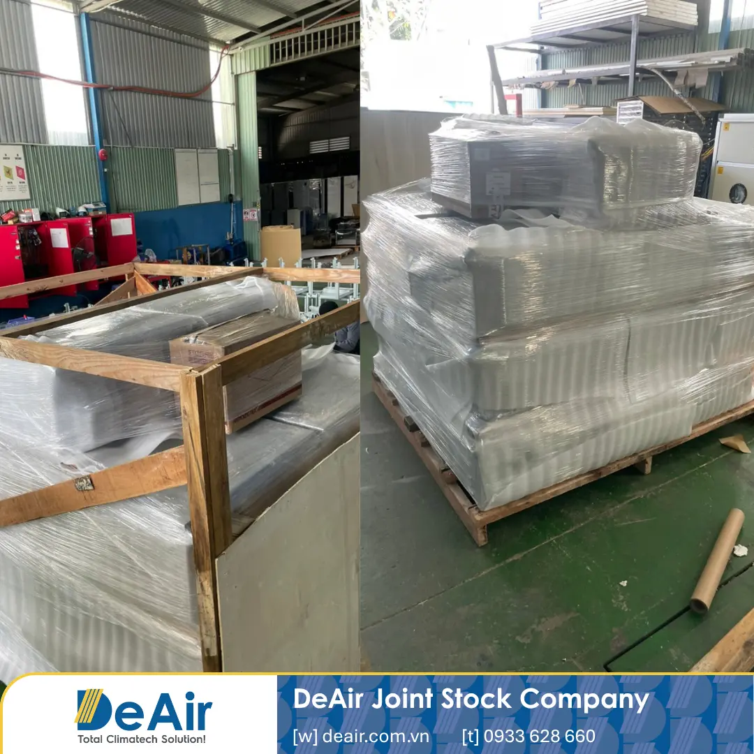 Machines carefully packaged before shipment