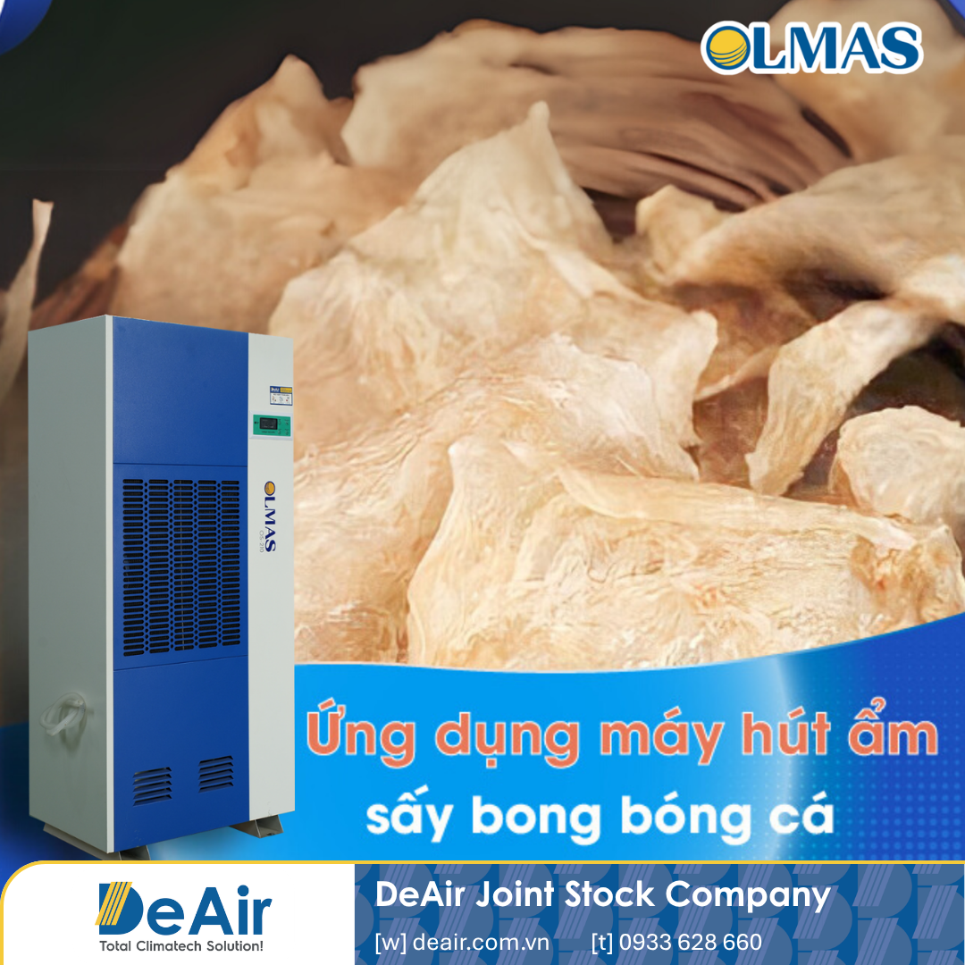Máy hút ẩm Olmas OS-210 ứng dụng sấy bong bóng cá