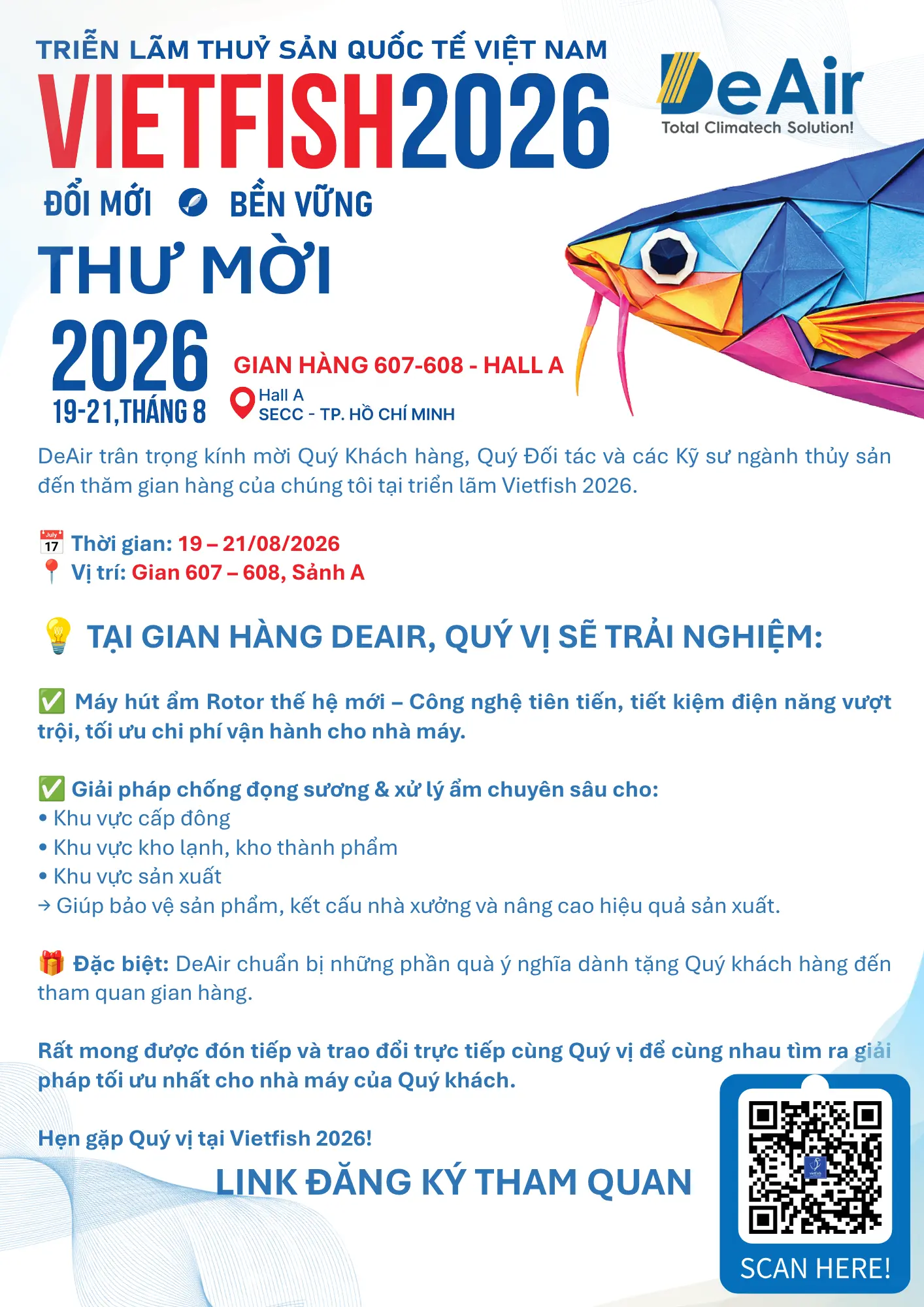 DeAir at Vietfish 2026: Advanced Humidity & Condensation Control Solutions for the Seafood Industry