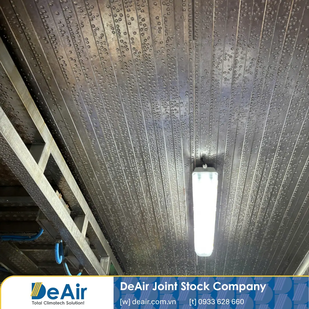 Factory ceiling dripping with condensation