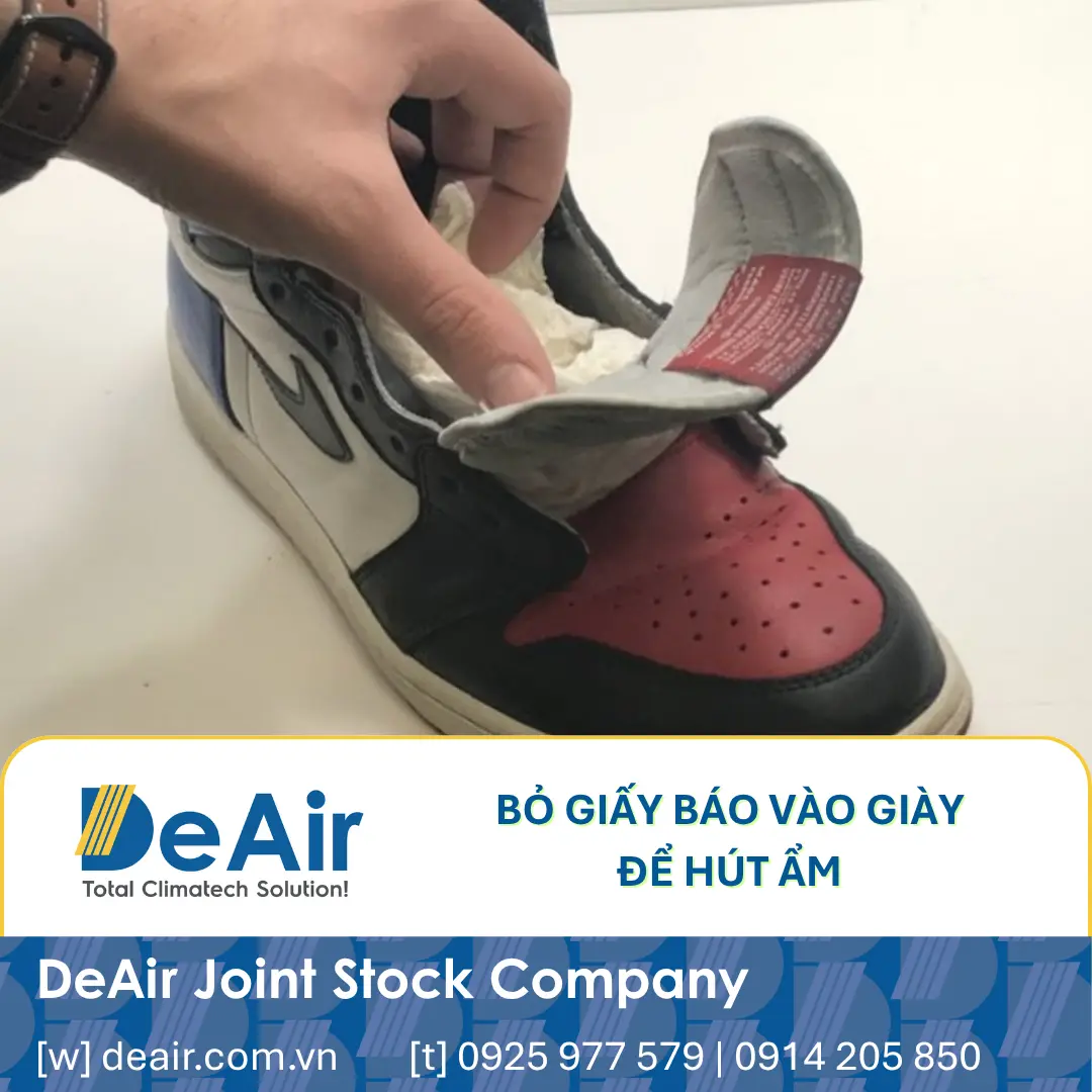 Stuffing newspaper into shoes is a simple and effective drying method.