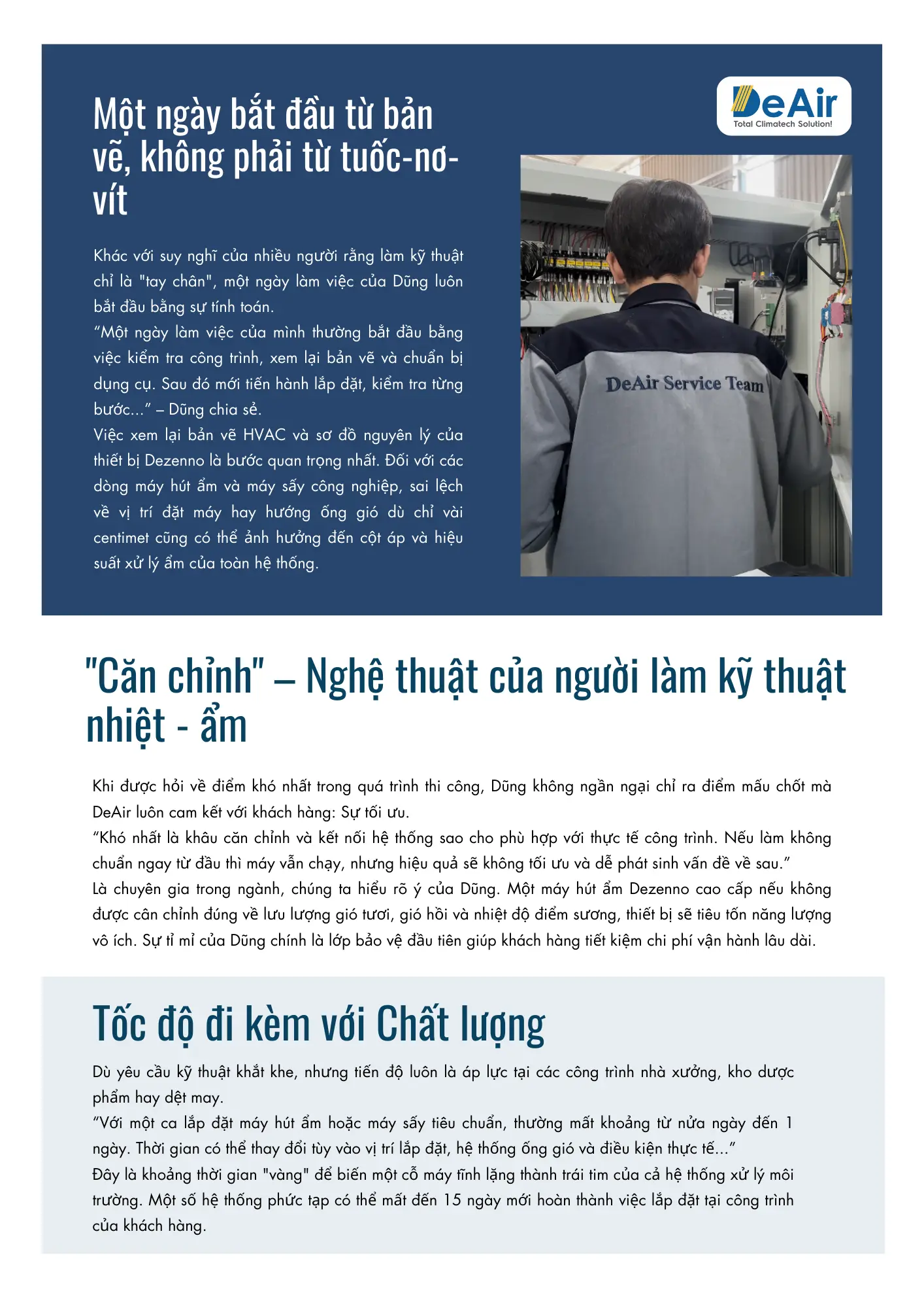 Quy trình làm việc tỉ mỉ của kỹ thuật viên DeAir: Căn chỉnh và kết nối hệ thống