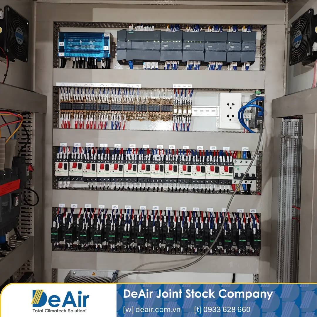 Hình ảnh một tủ điện công nghiệp tự động hóa do DeAir sản xuất chuẩn quốc tế
