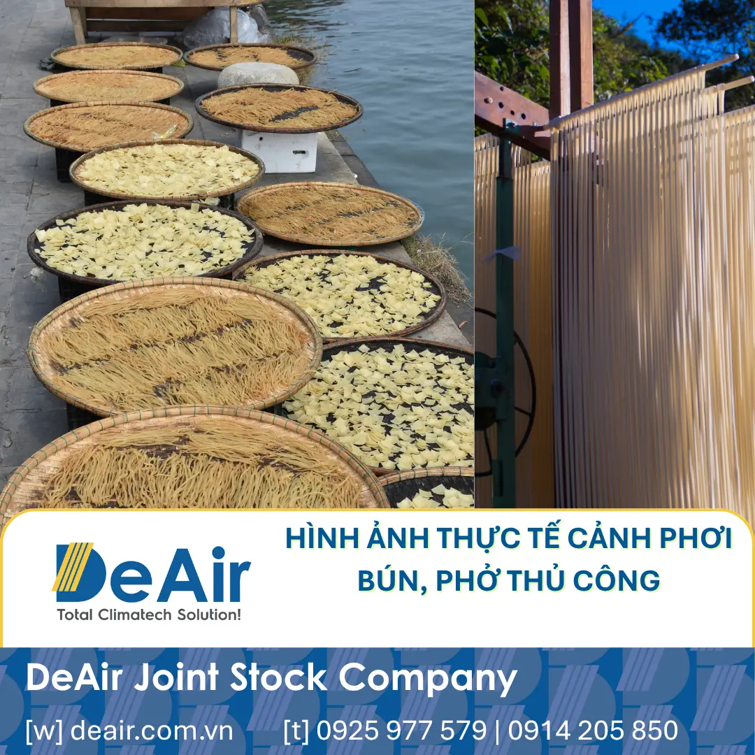 Hình ảnh thực tế cảnh phơi bún phở thủ công ngoài trời kém vệ sinh