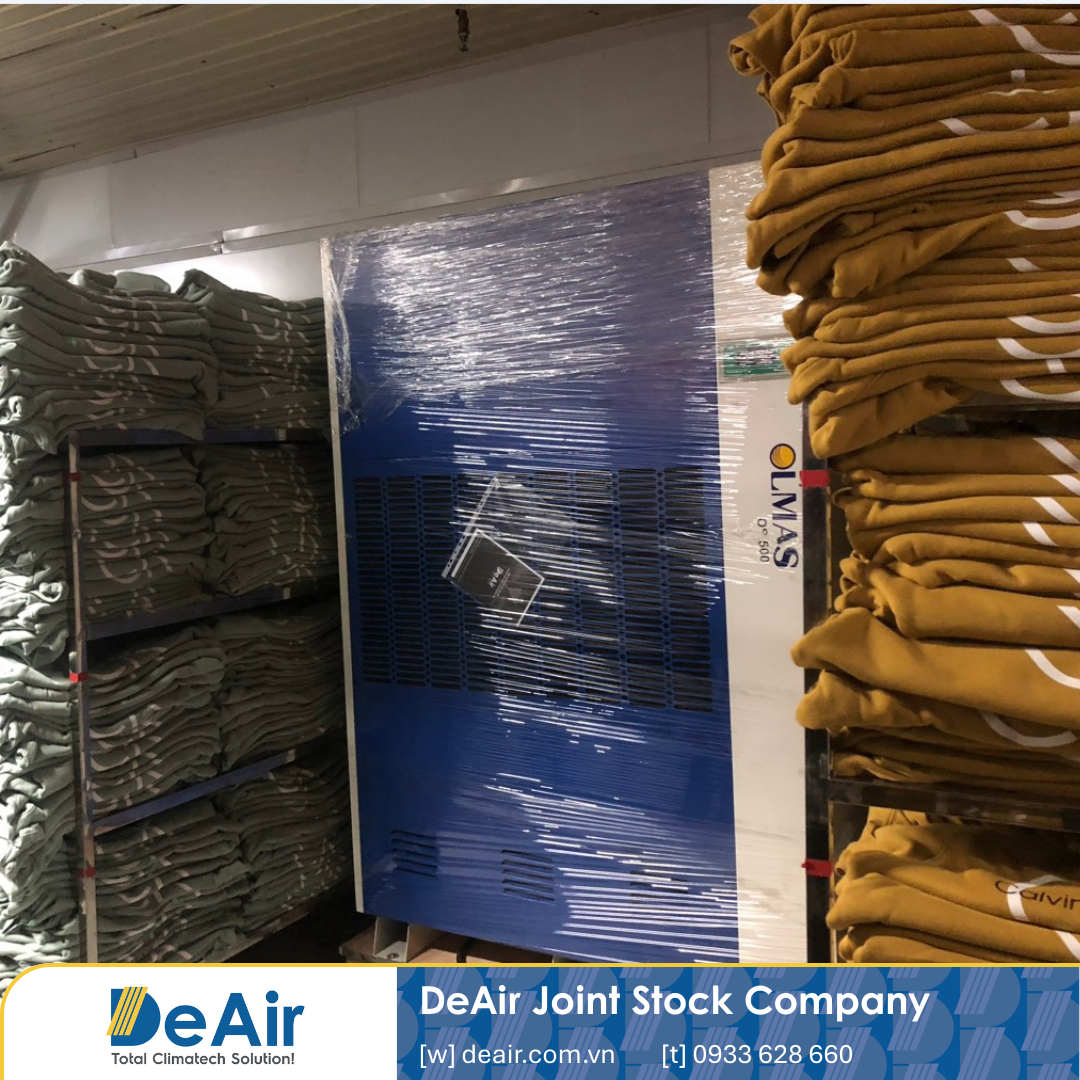 Industrial dehumidifier utilized for humidity control in the garment and textile industry