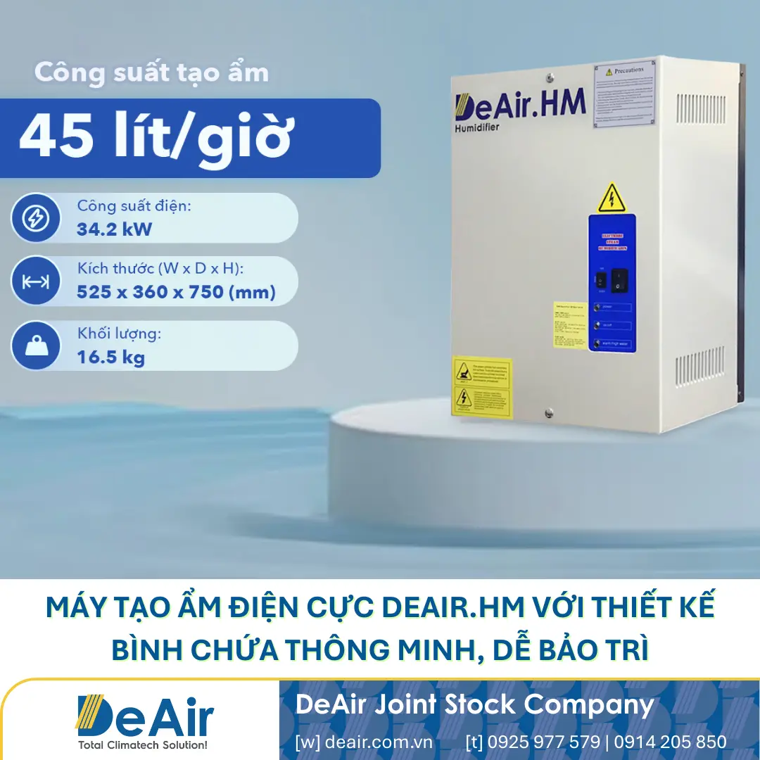 DeAir.HM electrode humidifier with easy-to-replace cylinder design.