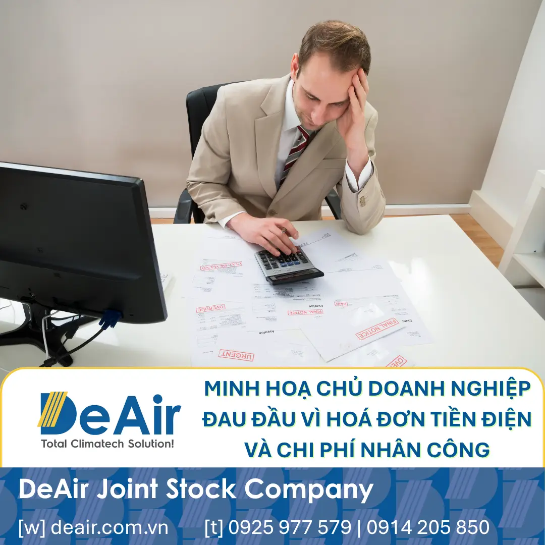 A business owner stressed about electricity bills and operating costs