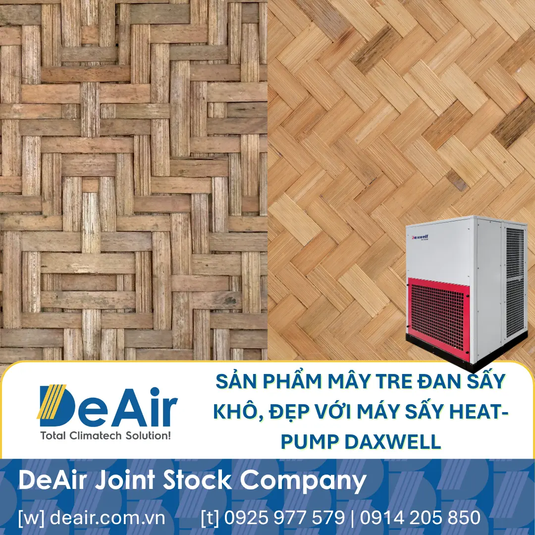 Rattan products with mold (left) and beautifully dried products using the Daxwell heat-pump dryer (right).